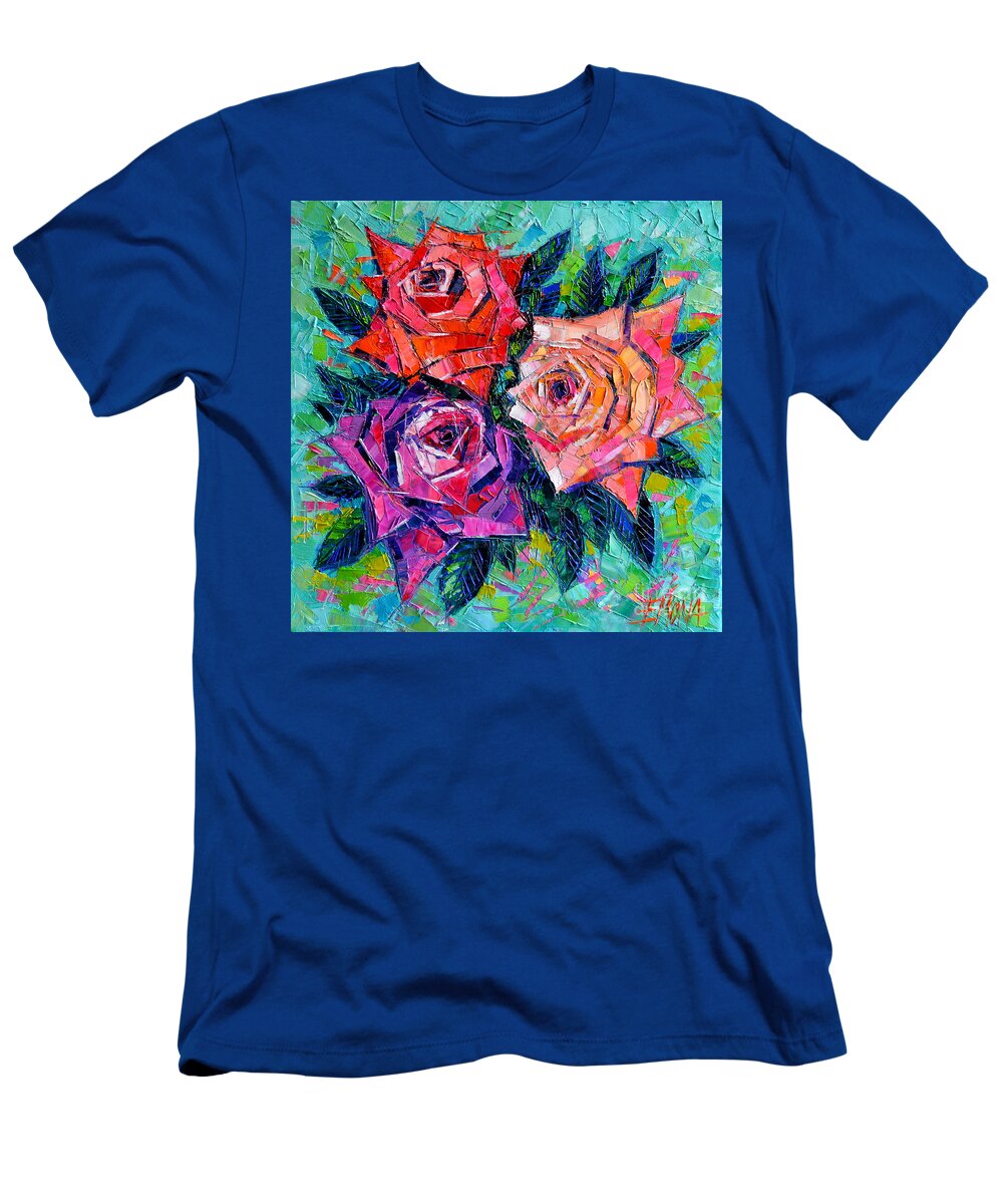 Abstract Bouquet Of Roses T-Shirt featuring the painting Abstract Bouquet Of Roses by Mona Edulesco