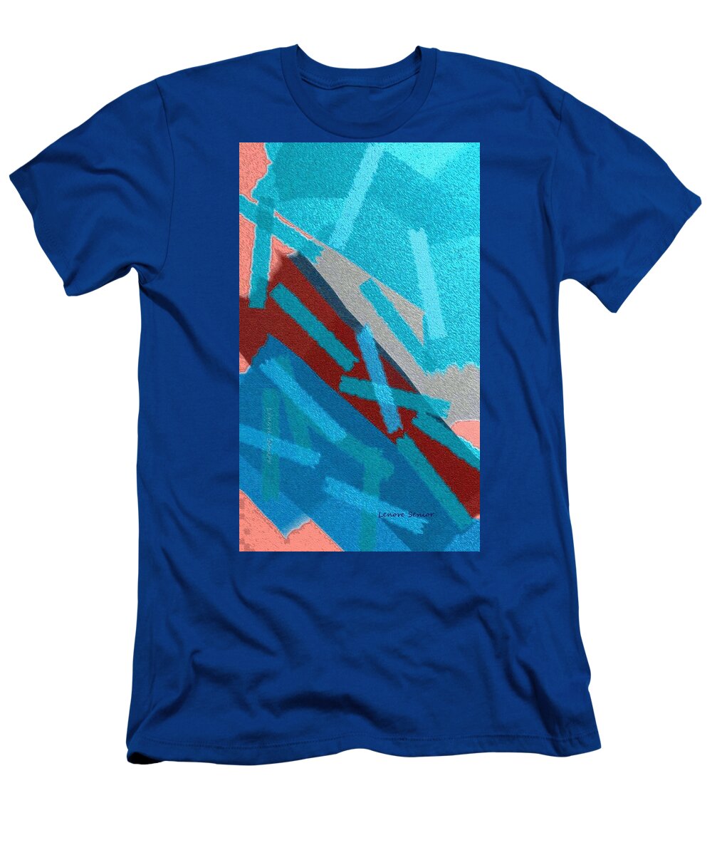 Abstract T-Shirt featuring the mixed media Abstract - Mountains by Lenore Senior