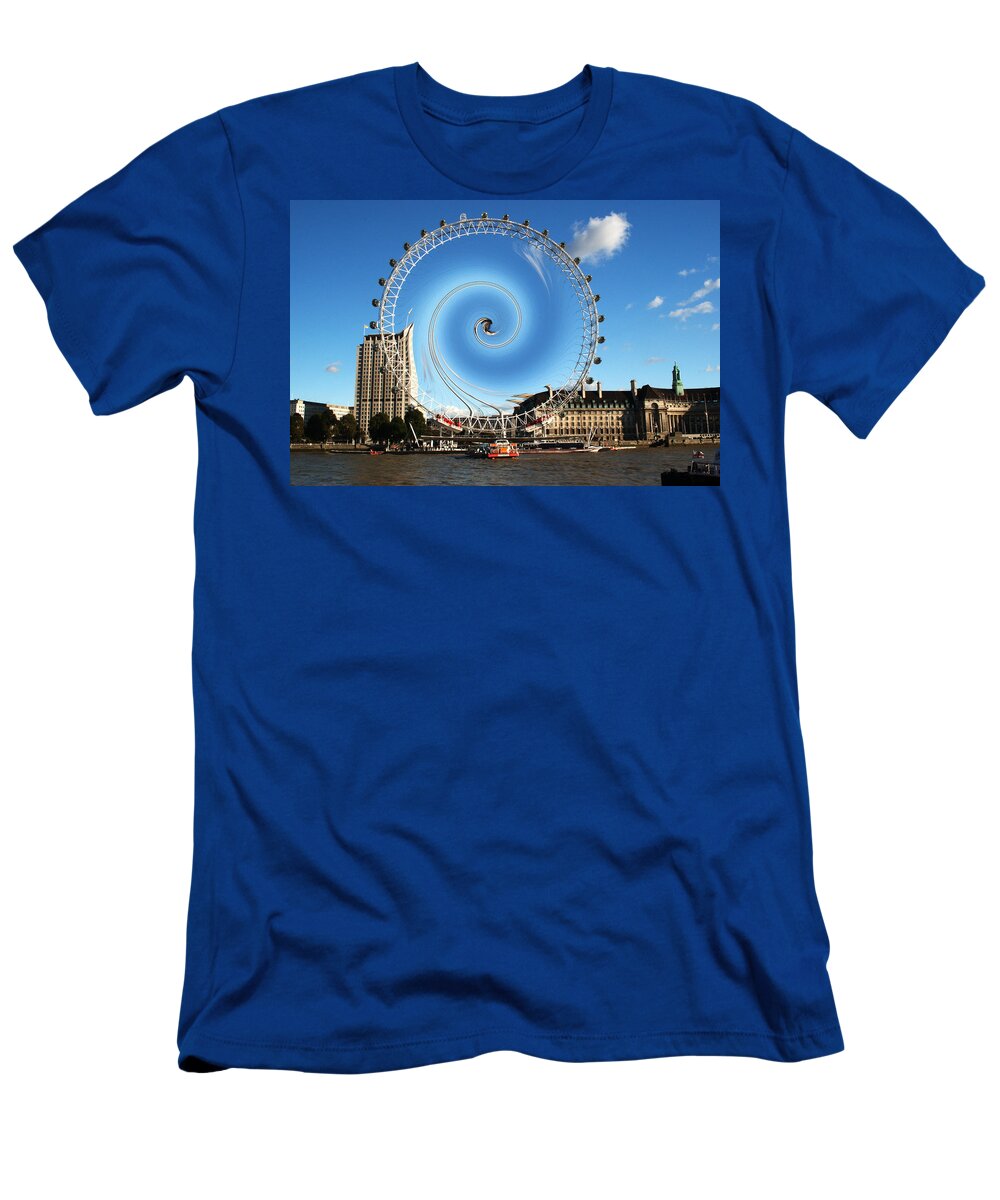 Abstract T-Shirt featuring the photograph Abstract of the Millennium Wheel by Chris Day