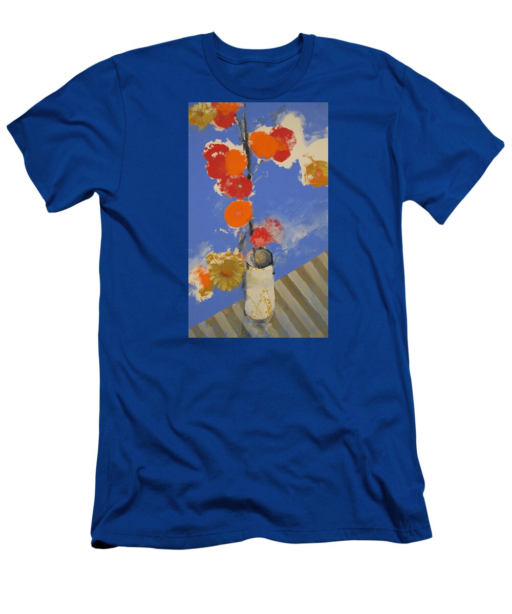 Abstract Painting T-Shirt featuring the painting Abstracted Flowers in Ceramic Vase by Cliff Spohn
