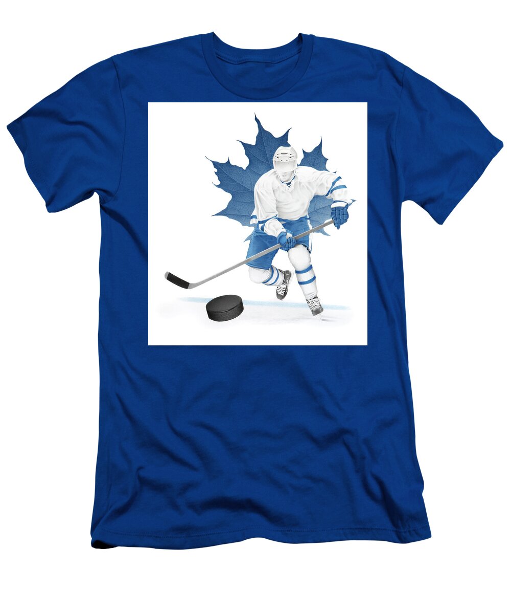 Toronto T-Shirt featuring the drawing Across The Blue Line by Stirring Images