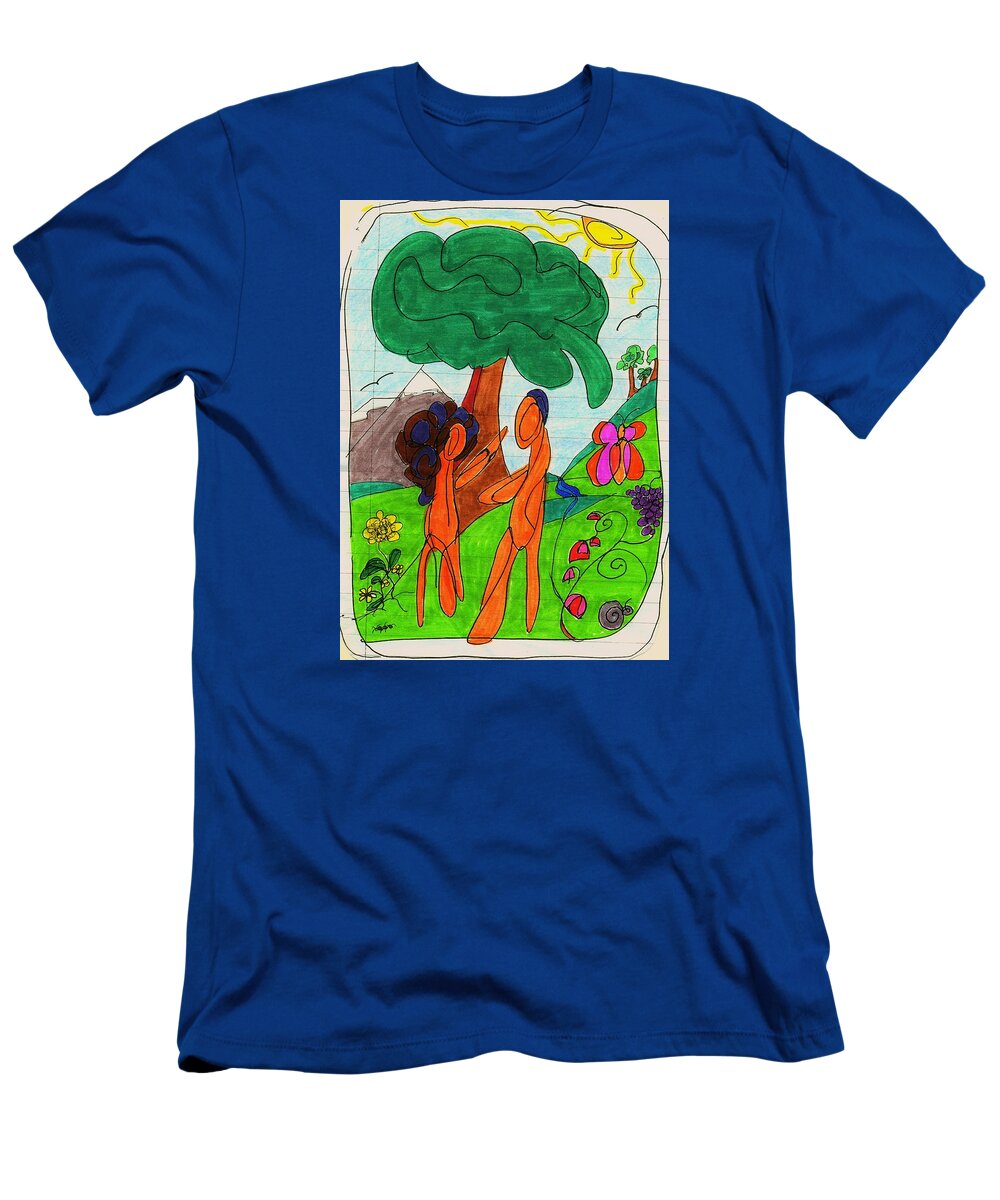 Genesis T-Shirt featuring the drawing Adam and Eve by Martin Cline