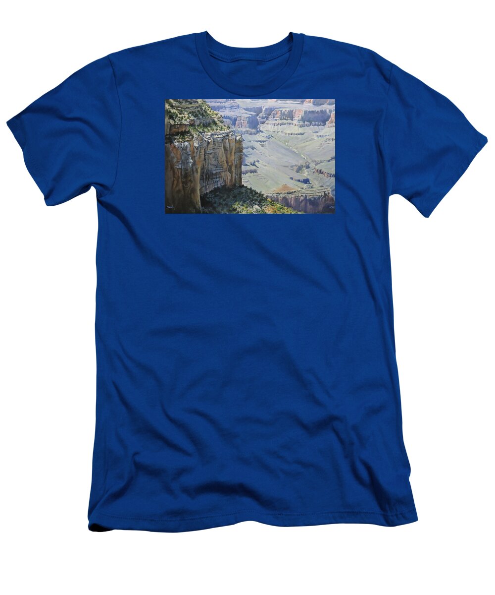 Grand Canyon T-Shirt featuring the painting Afternoon At The Canyon by William Brody