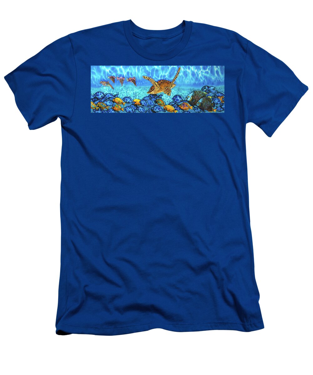 Turtle T-Shirt featuring the painting Akumal by Daniel Jean-Baptiste