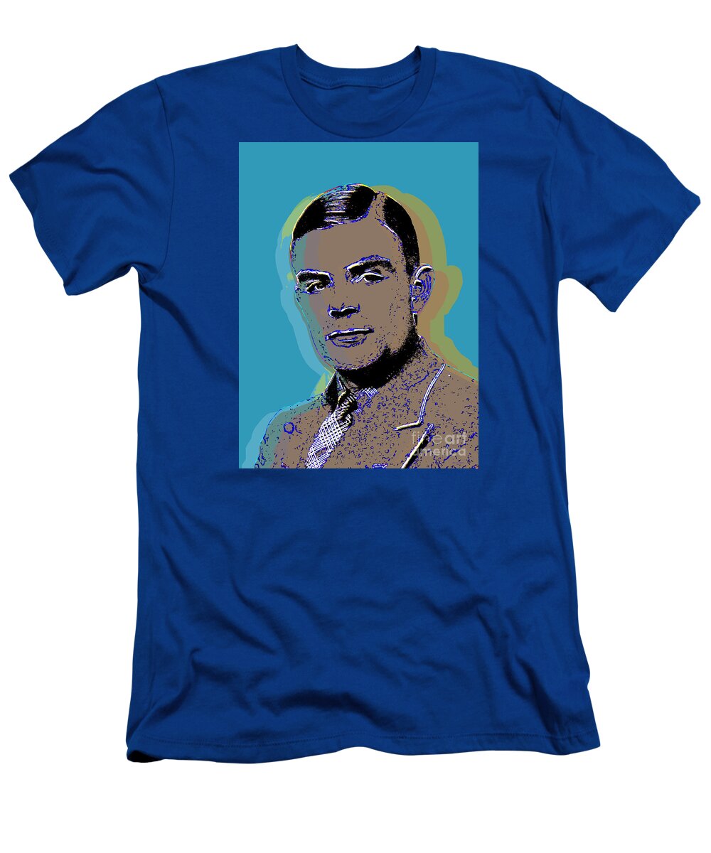Turing T-Shirt featuring the digital art Alan Turing Pop Art by Jean luc Comperat