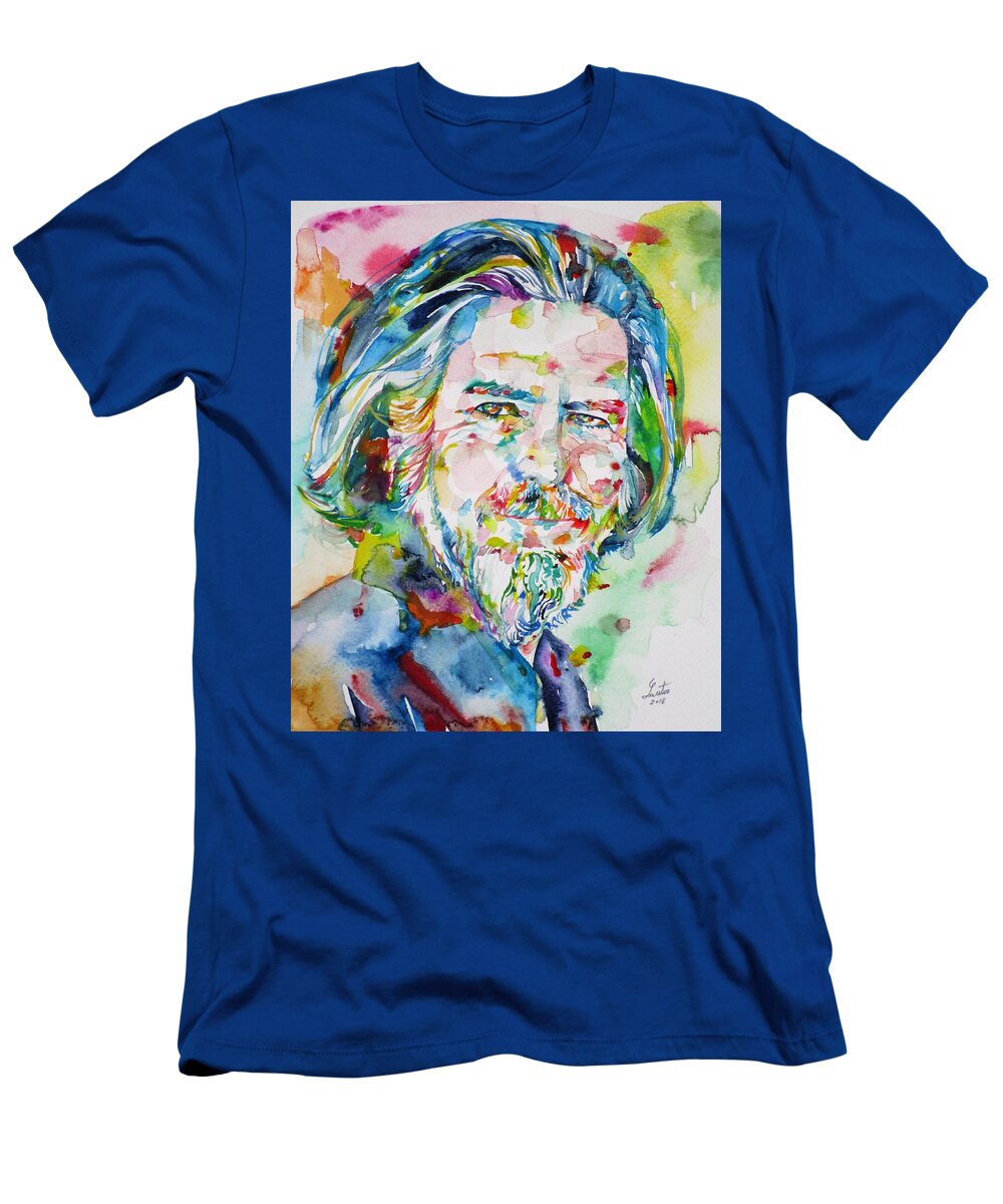 Alan Watts T-Shirt featuring the painting ALAN WATTS - watercolor portrait.8 by Fabrizio Cassetta