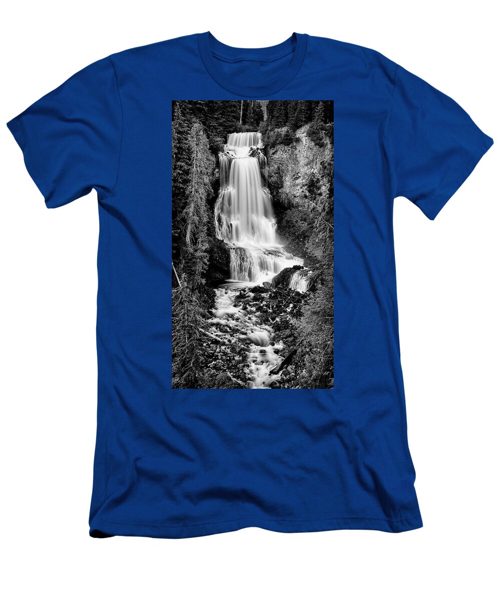 Alexander Falls T-Shirt featuring the photograph Alexander Falls - bw 2 by Stephen Stookey