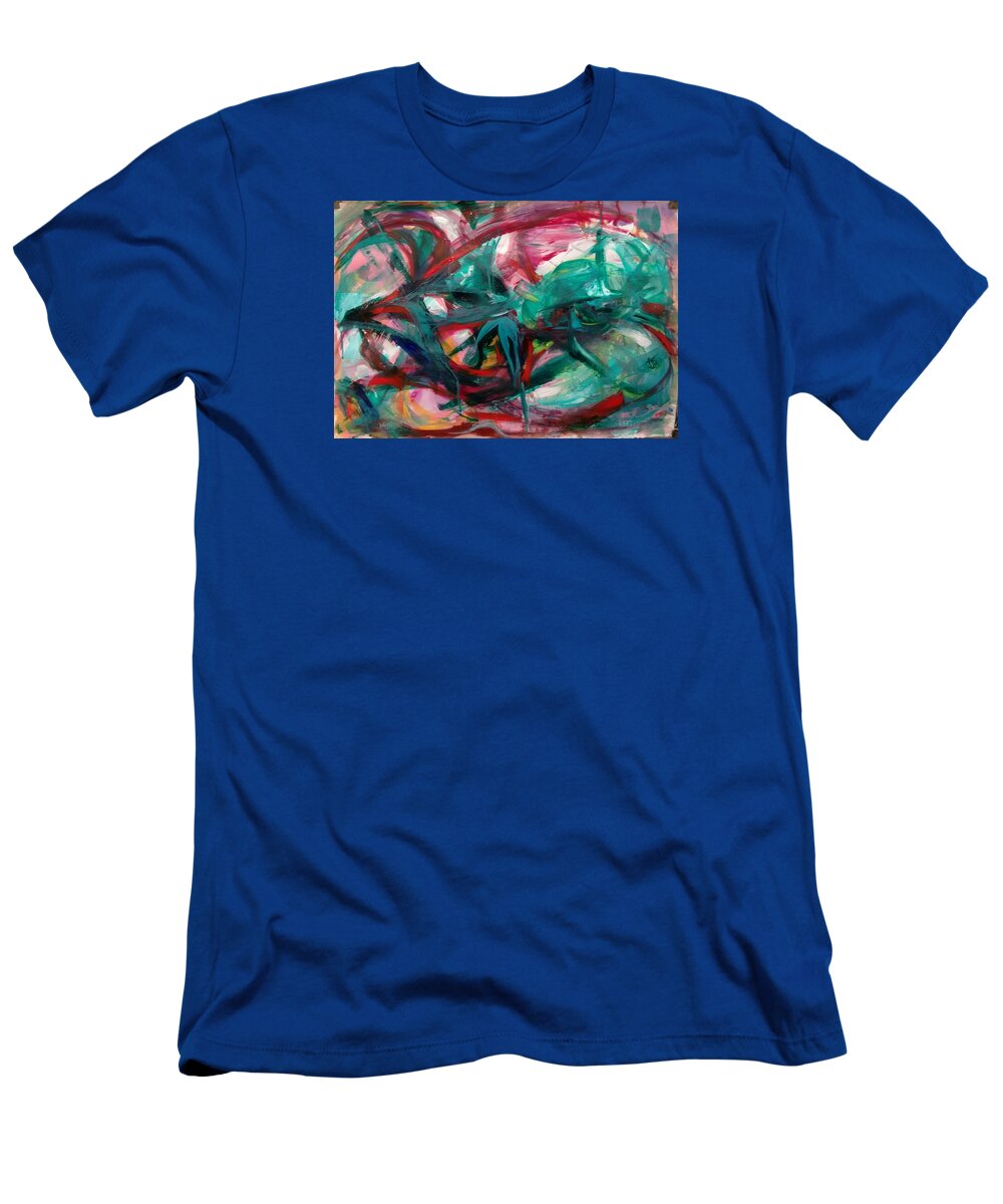 Motion T-Shirt featuring the painting Aliens by Nicolas Bouteneff