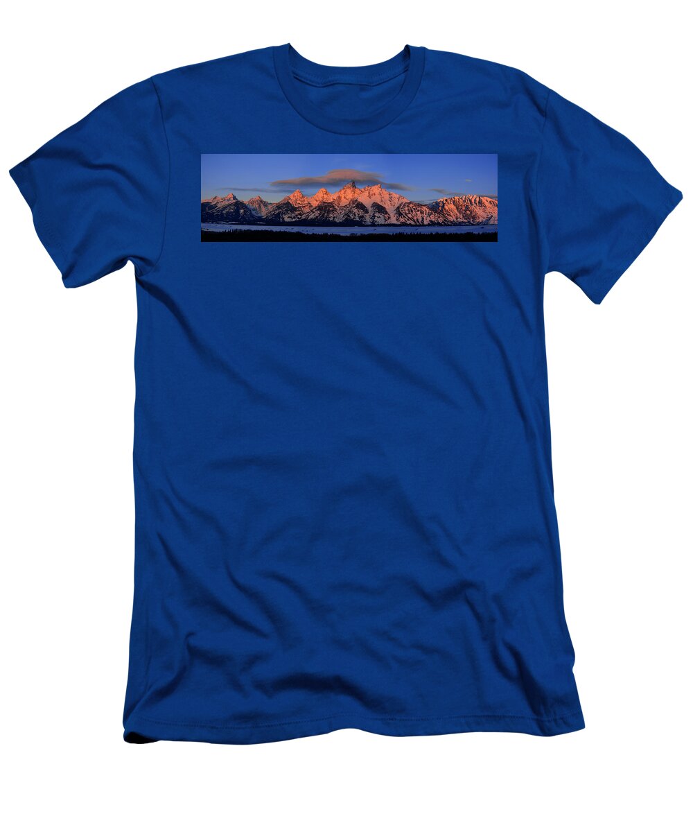 Tetons T-Shirt featuring the photograph Alpenglow Tetons 2 by Raymond Salani III
