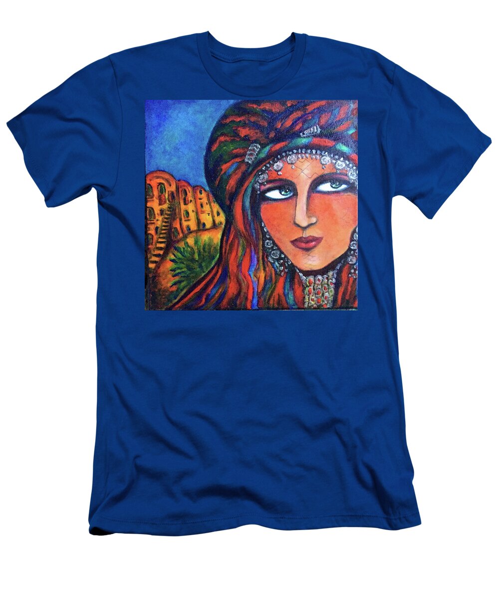 Original T-Shirt featuring the painting Amazigh Beauty 2 by Rae Chichilnitsky