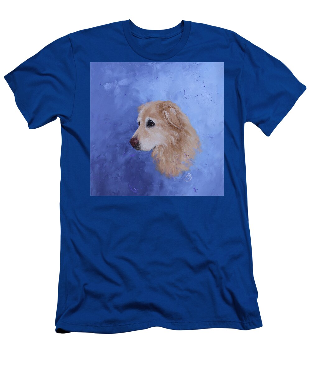 Dog Art T-Shirt featuring the painting Angel, a Golden Retriever by Monica Burnette