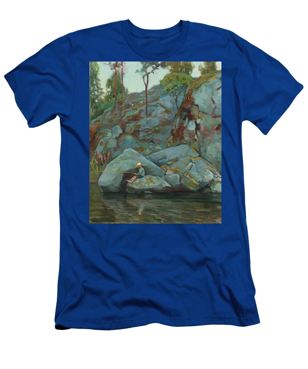 Vin Hmlinen (1876-1940) Angle Fishing T-Shirt featuring the painting Angle Fishing by MotionAge Designs