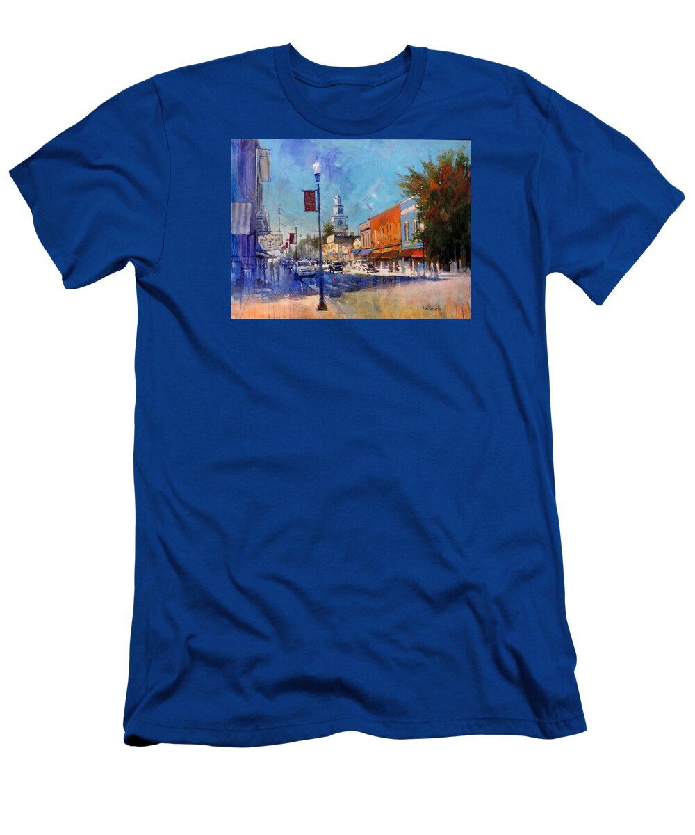 Apex T-Shirt featuring the painting Apex Sunday Morning by Dan Nelson