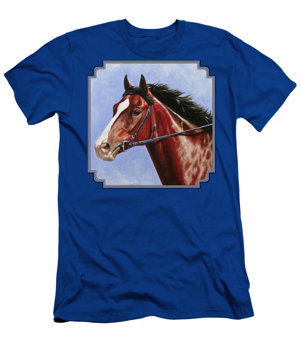 Horse T-Shirt featuring the painting Horse Painting - Determination by Crista Forest
