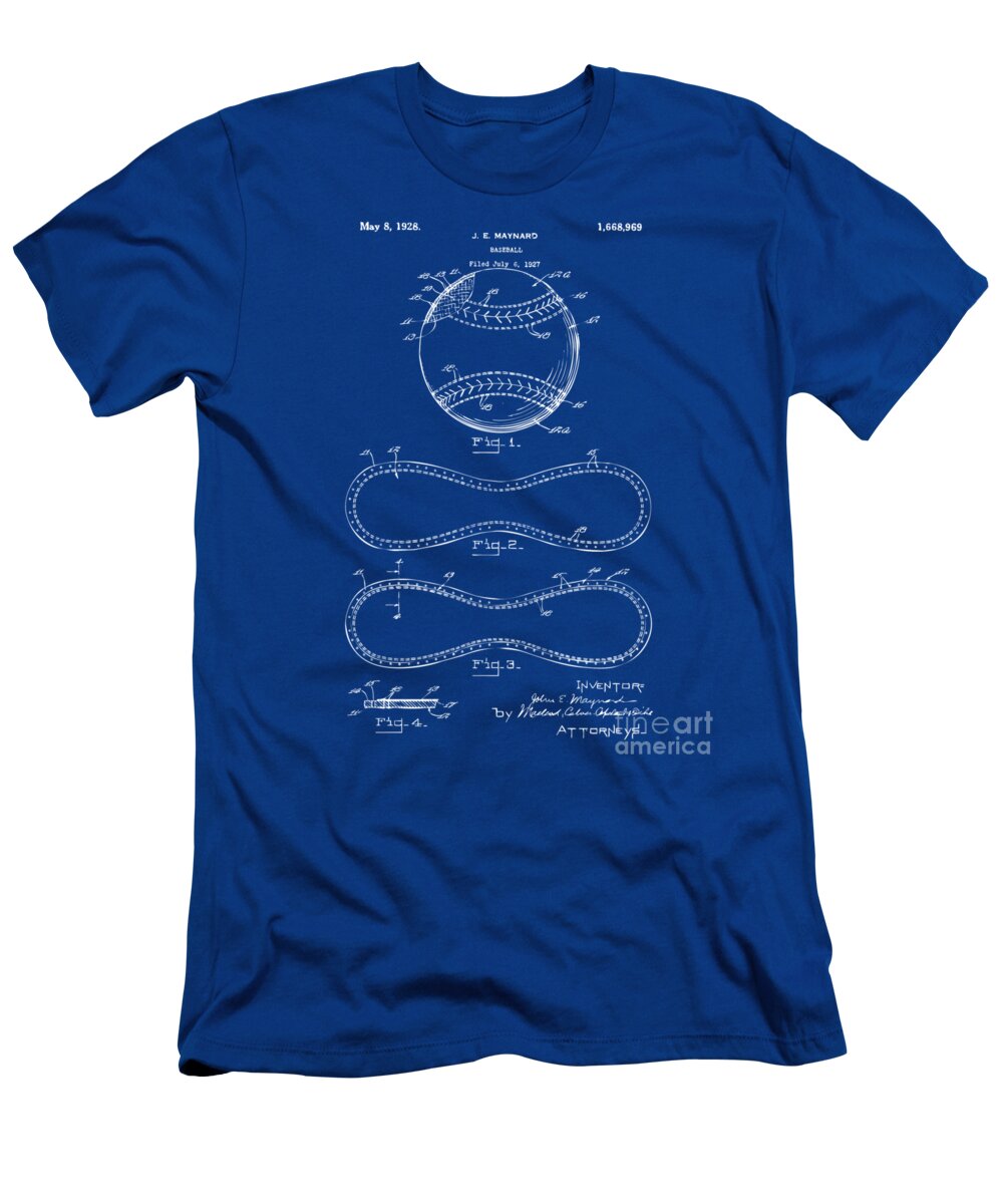 Baseball T-Shirt featuring the digital art 1928 Baseball Patent Artwork - Blueprint by Nikki Smith