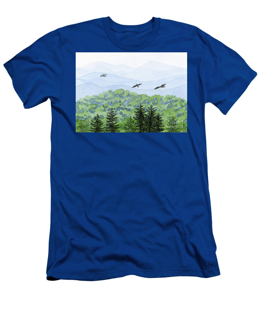 Mountains T-Shirt featuring the painting Asheville Blues by Anne Marie Brown