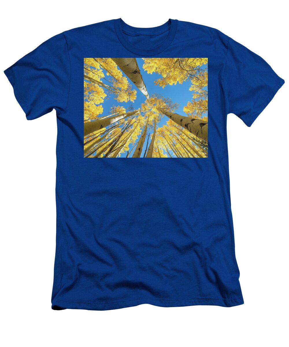 Fine Art Photography T-Shirt featuring the photograph Aspens and Sky by John Strong