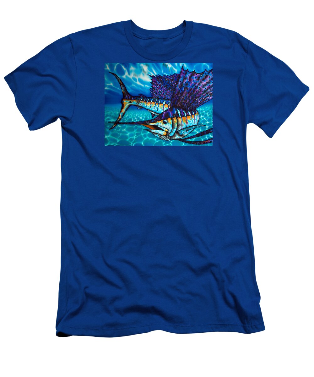 Sailfish T-Shirt featuring the painting Atlantic Sailfish by Daniel Jean-Baptiste