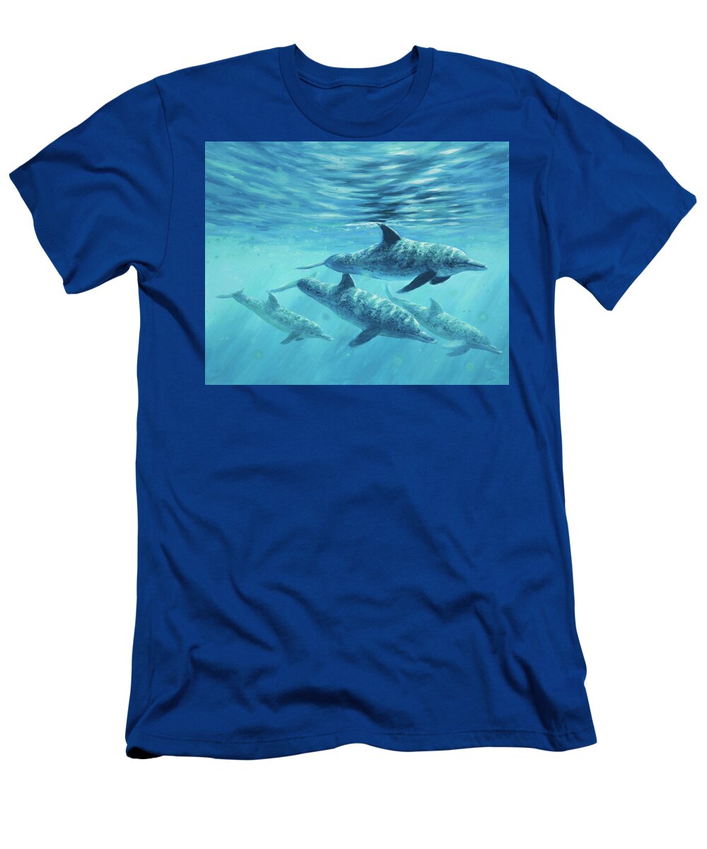 Dolphin T-Shirt featuring the painting Atlantic Spotted Dolphin by Guy Crittenden