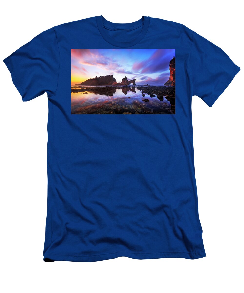 Asia T-Shirt featuring the photograph Atuh beach dawn break scene by Pradeep Raja Prints
