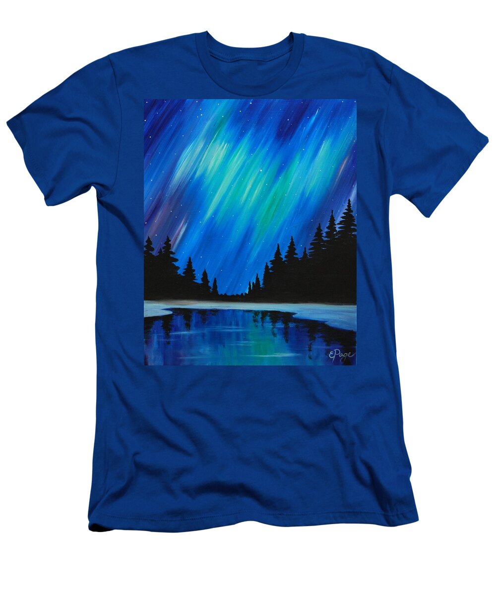 Aurora Borealis T-Shirt featuring the painting Aurora Borealis by Emily Page
