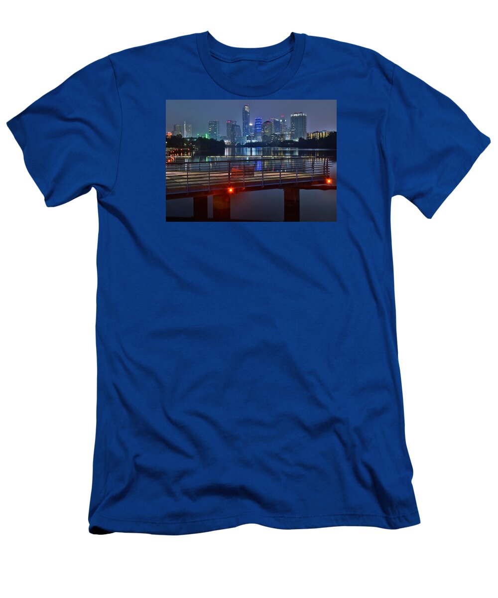 Austin T-Shirt featuring the photograph Austin from Lady Bird Lake Walkway by Frozen in Time Fine Art Photography