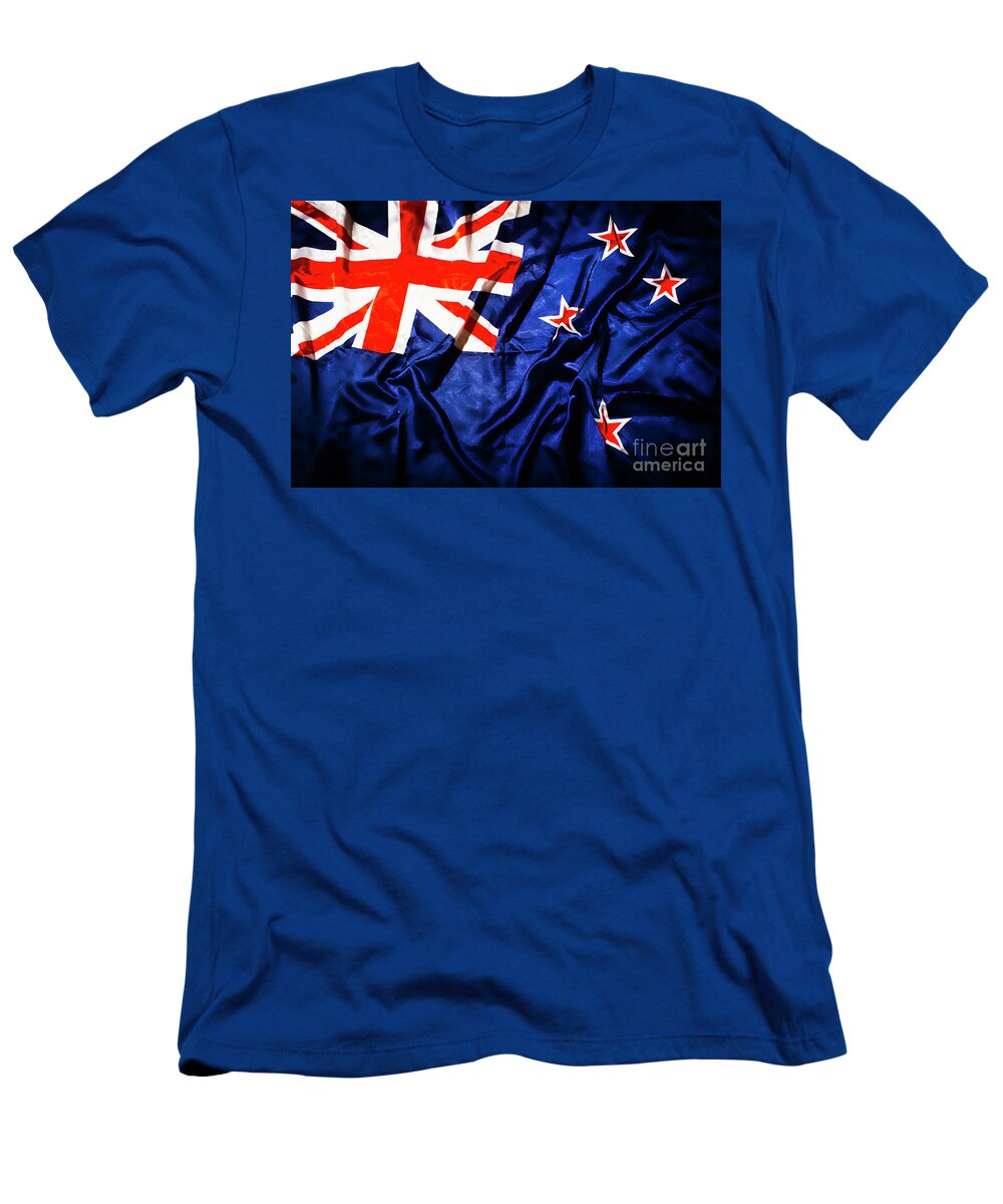 Flag T-Shirt featuring the photograph New Zealand flag art by Jorgo Photography