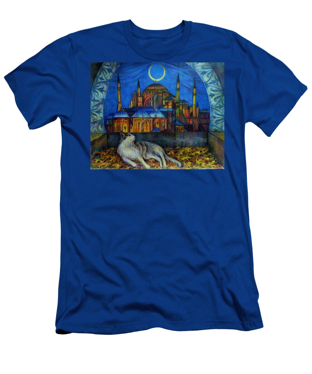 Travel Impressions T-Shirt featuring the drawing Autumn in Istanbul by Anna Duyunova