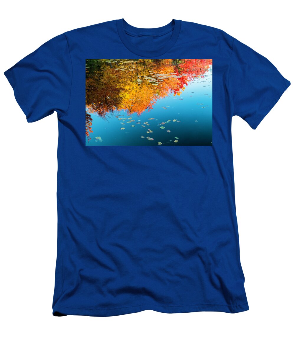 Intimate Landscape T-Shirt featuring the photograph Autumn Reflections by John Roach