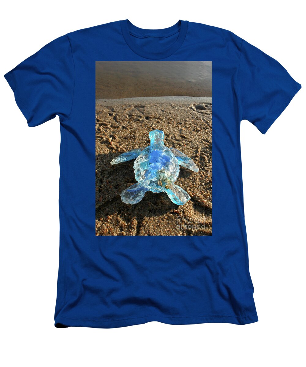 Sculpture T-Shirt featuring the sculpture Baby Sea Turtle from the Feral Plastic series by Adam Long Sculp by Adam Long