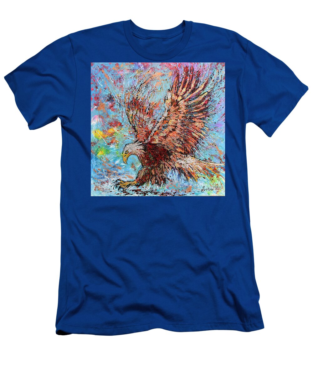 Bald Eagle T-Shirt featuring the painting Bald Eagle Hunting by Jyotika Shroff