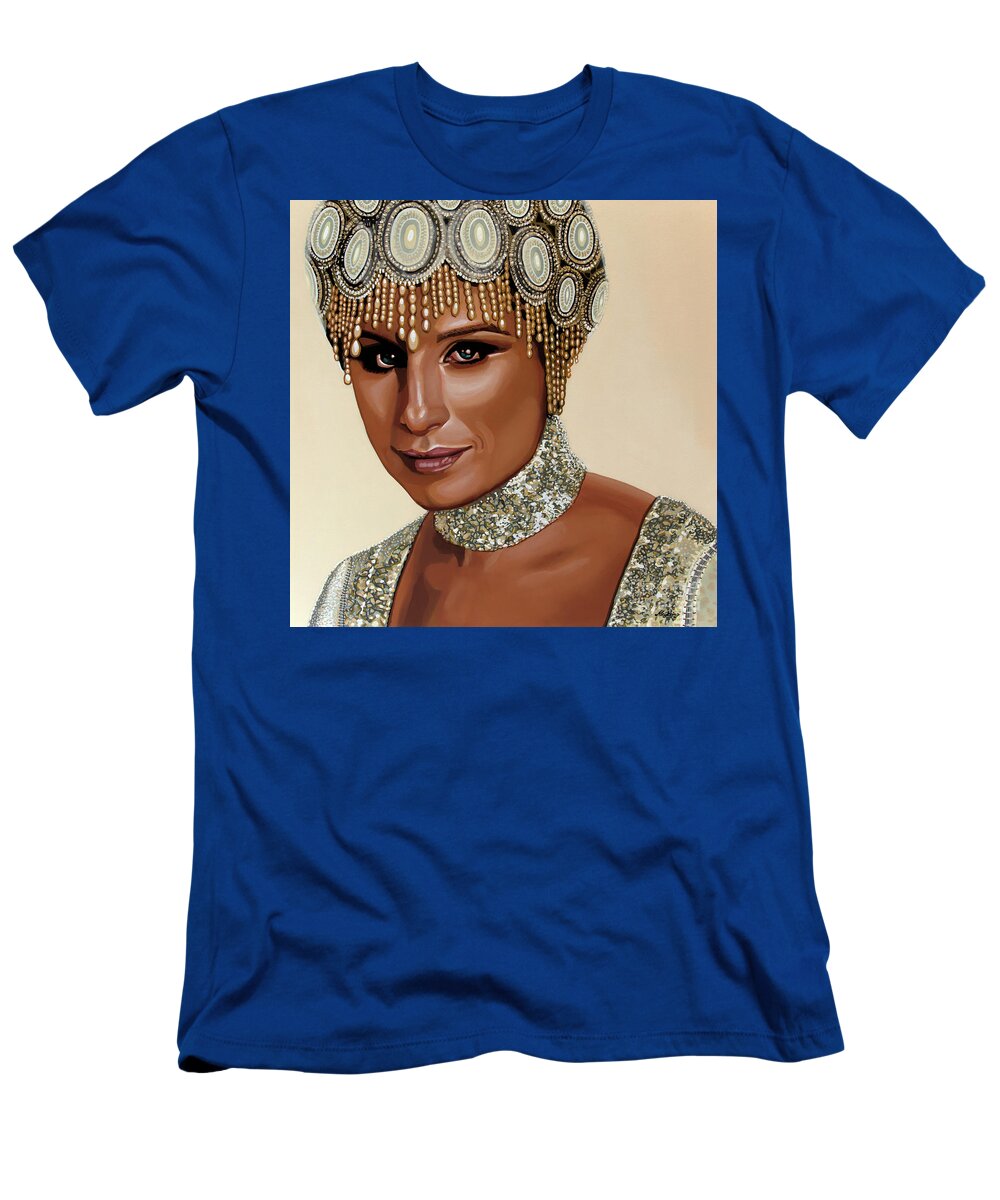 Barbra Streisand T-Shirt featuring the painting Barbra Streisand 2 by Paul Meijering