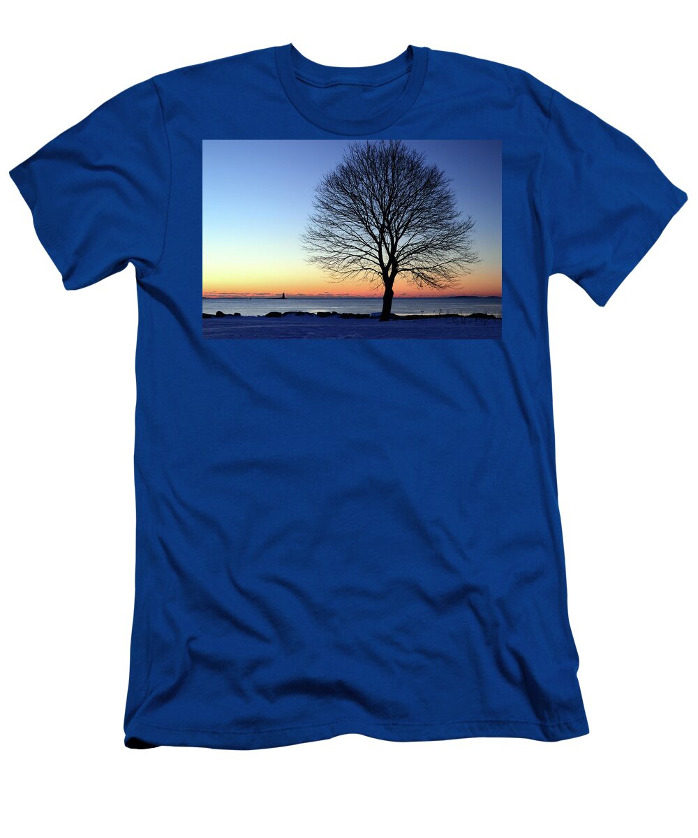 Great T-Shirt featuring the photograph Bare Tree at Sunrise by James Kirkikis
