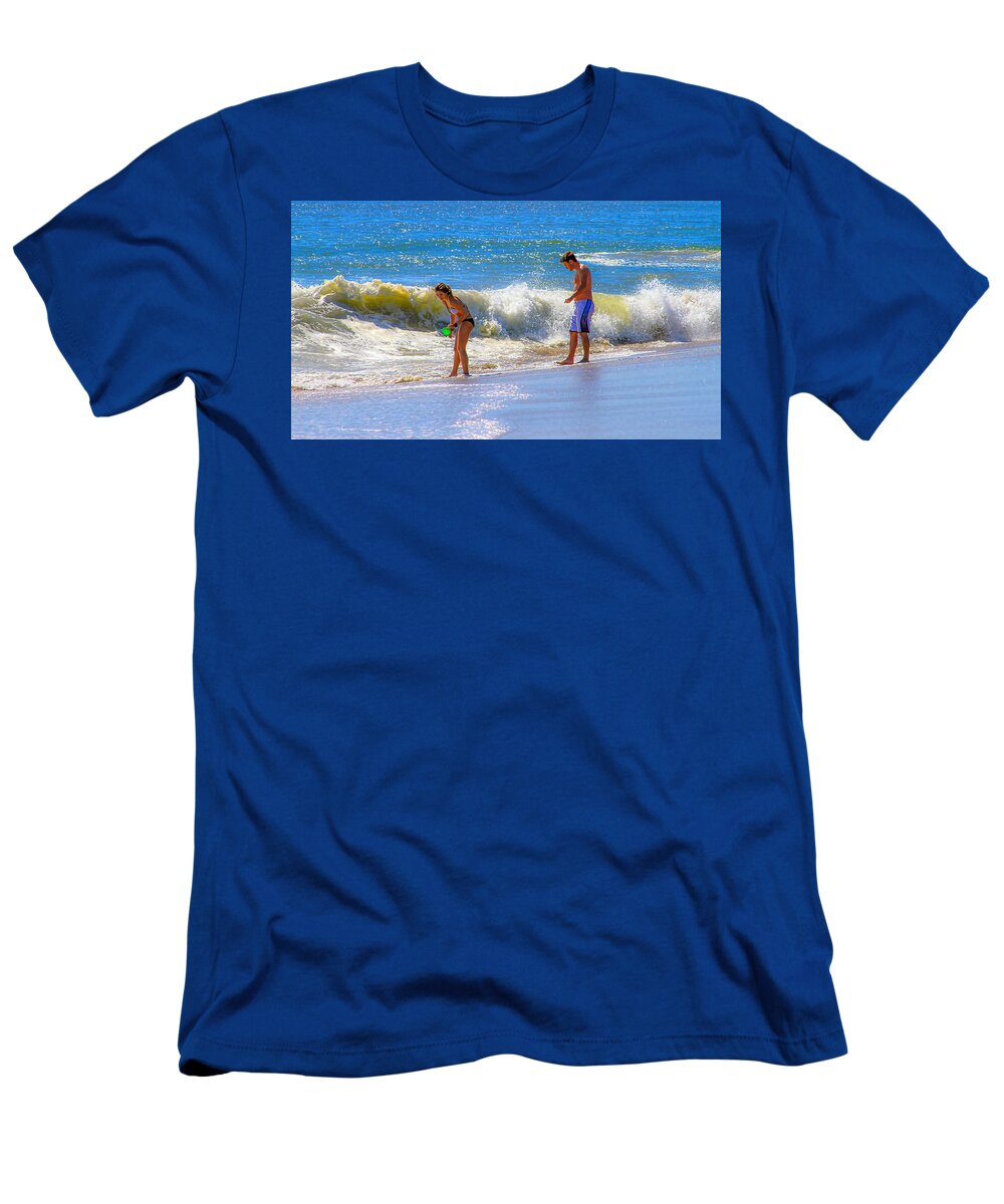 Bonnie Follett T-Shirt featuring the photograph Beach Couple at the Seashore by Bonnie Follett