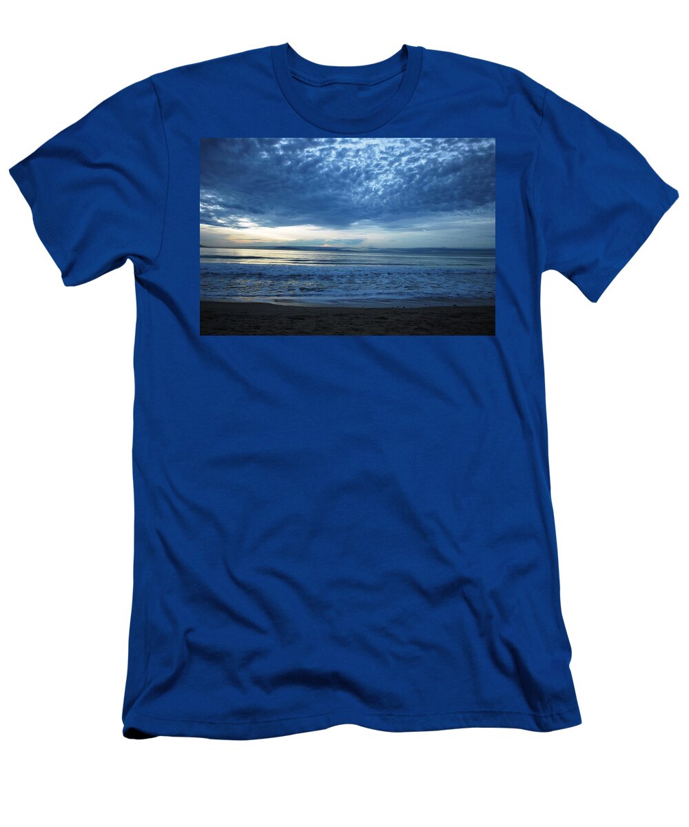 Tree T-Shirt featuring the photograph Beach Sunset - Blue Clouds by Matt Quest