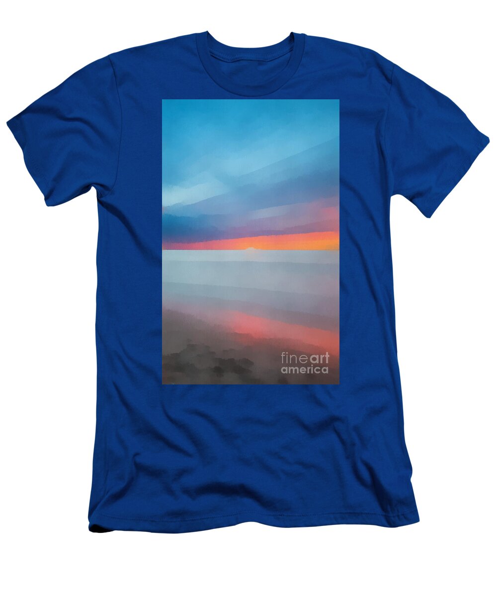 Beach T-Shirt featuring the painting Beach Sunset Seven by Edward Fielding