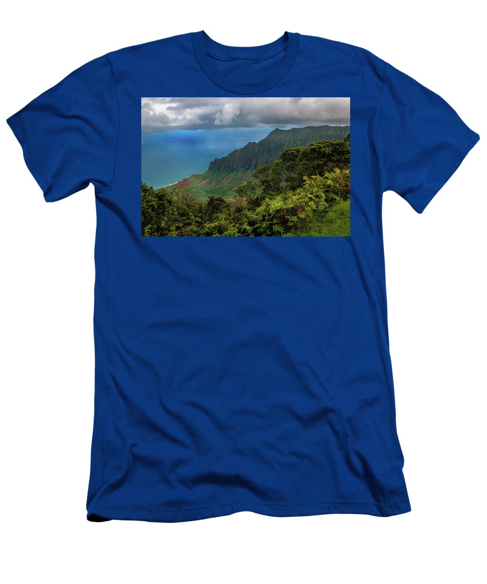 Garden Island T-Shirt featuring the photograph Beautiful and Illusive Kalalau Valley by John Hight