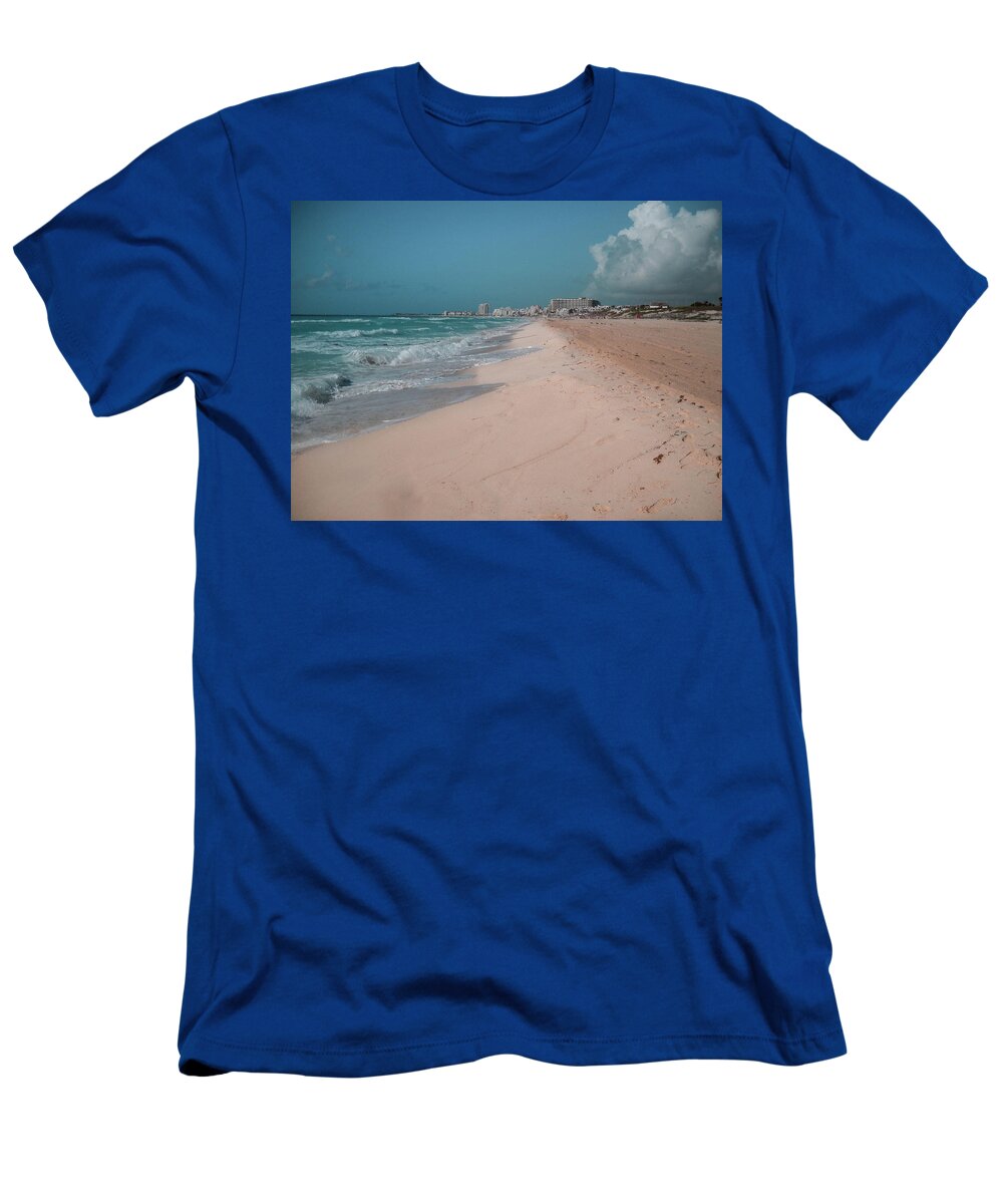 Beach T-Shirt featuring the digital art Beautiful beach in Cancun, Mexico by Nicolas Gabriel Gonzalez