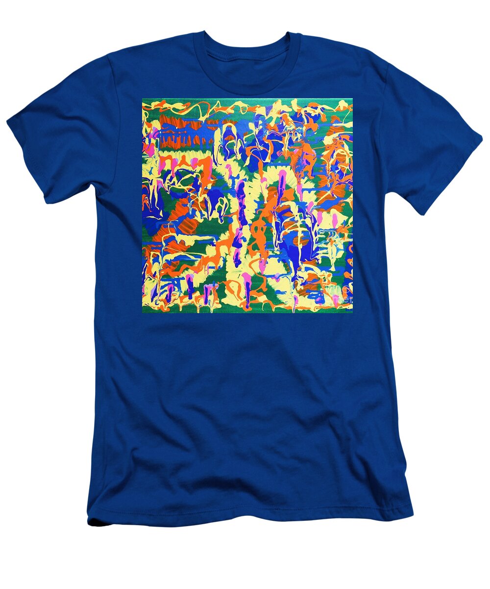 Abstract T-Shirt featuring the painting Behind the words by Gina Nicolae Johnson