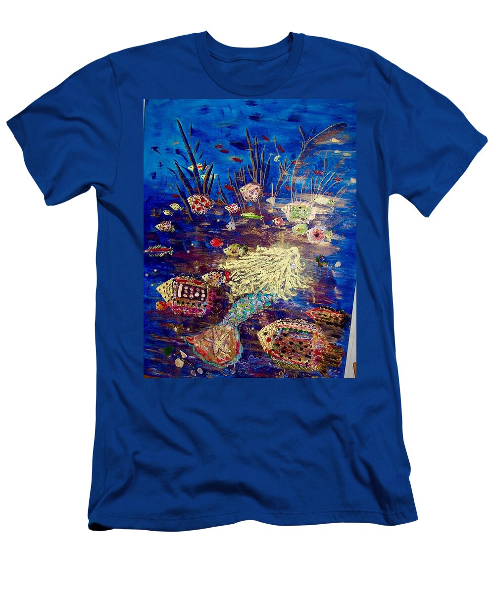 Sea T-Shirt featuring the painting Beneath the Sea by Kenlynn Schroeder