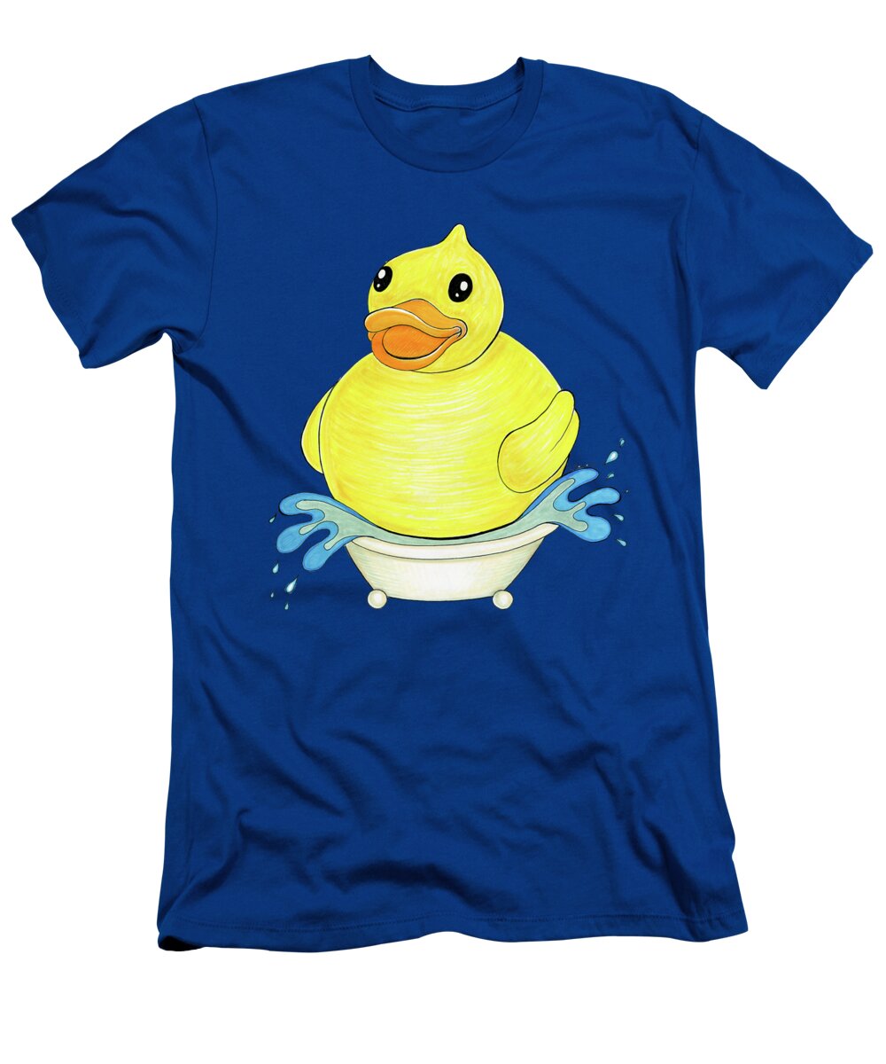 Big Duck T-Shirt featuring the drawing Big Happy Rubber Duck by Shawna Rowe