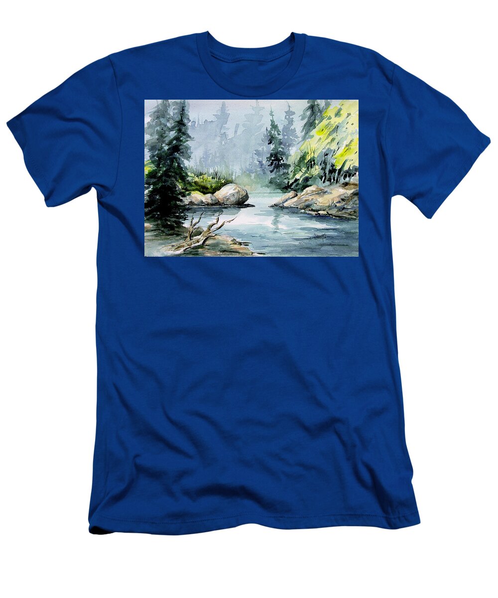 Creek T-Shirt featuring the painting Bird Creek by Sam Sidders