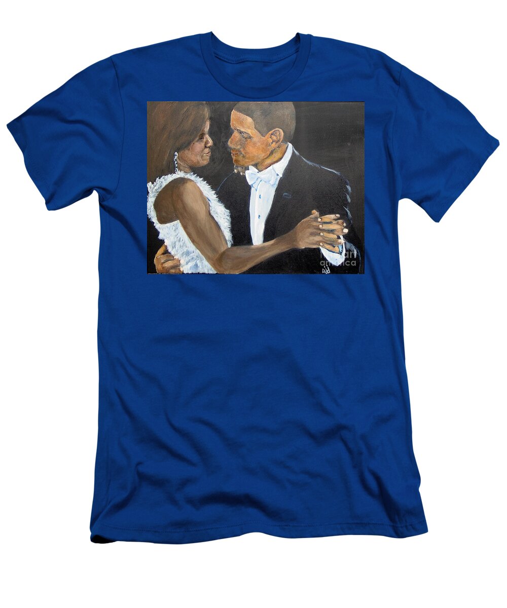 Barack Obama T-Shirt featuring the painting Black Love is Black Power by Saundra Johnson
