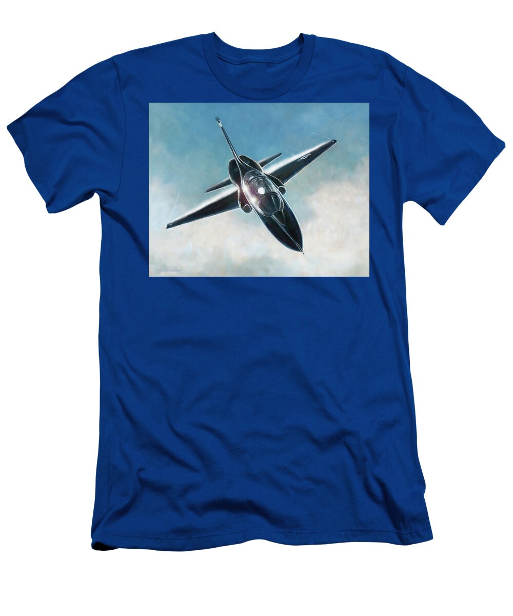 Air Force T-Shirt featuring the painting Black T-38 by Douglas Castleman