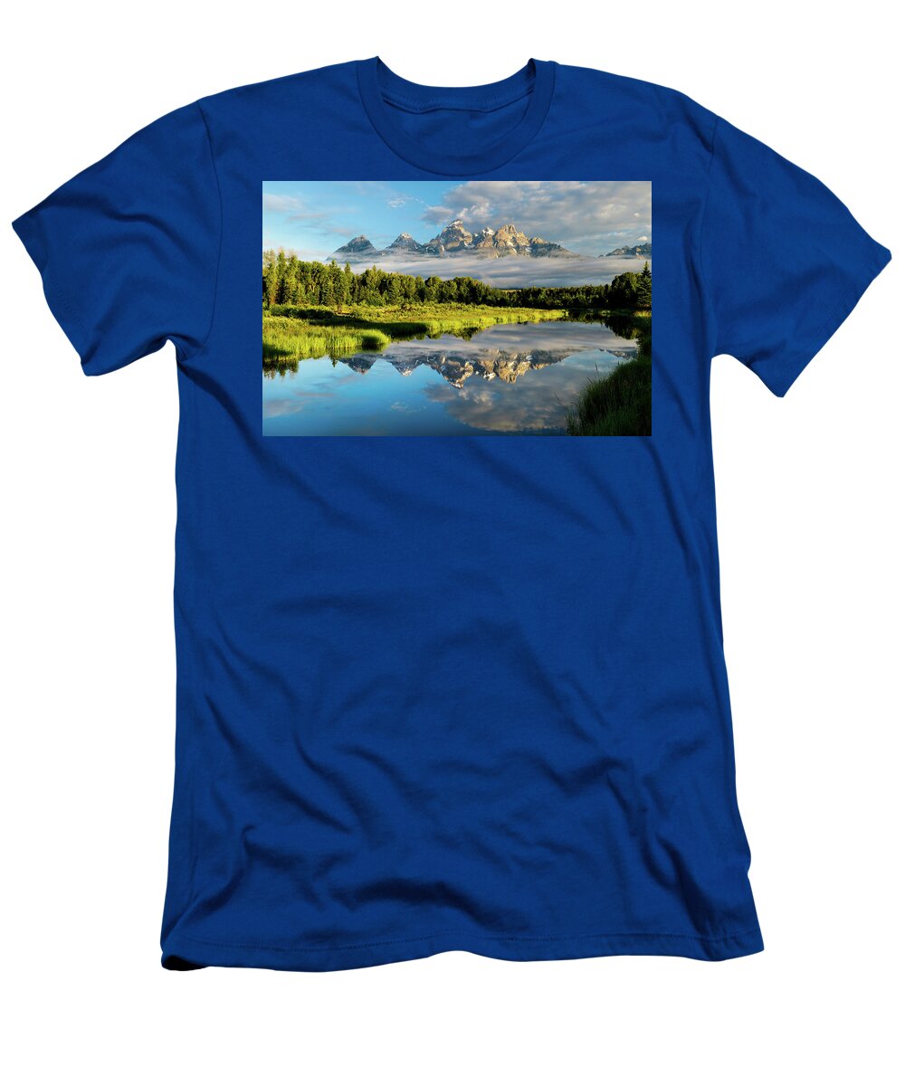 Grand Teton T-Shirt featuring the photograph Blame it on the Tetons by Matt Shiffler