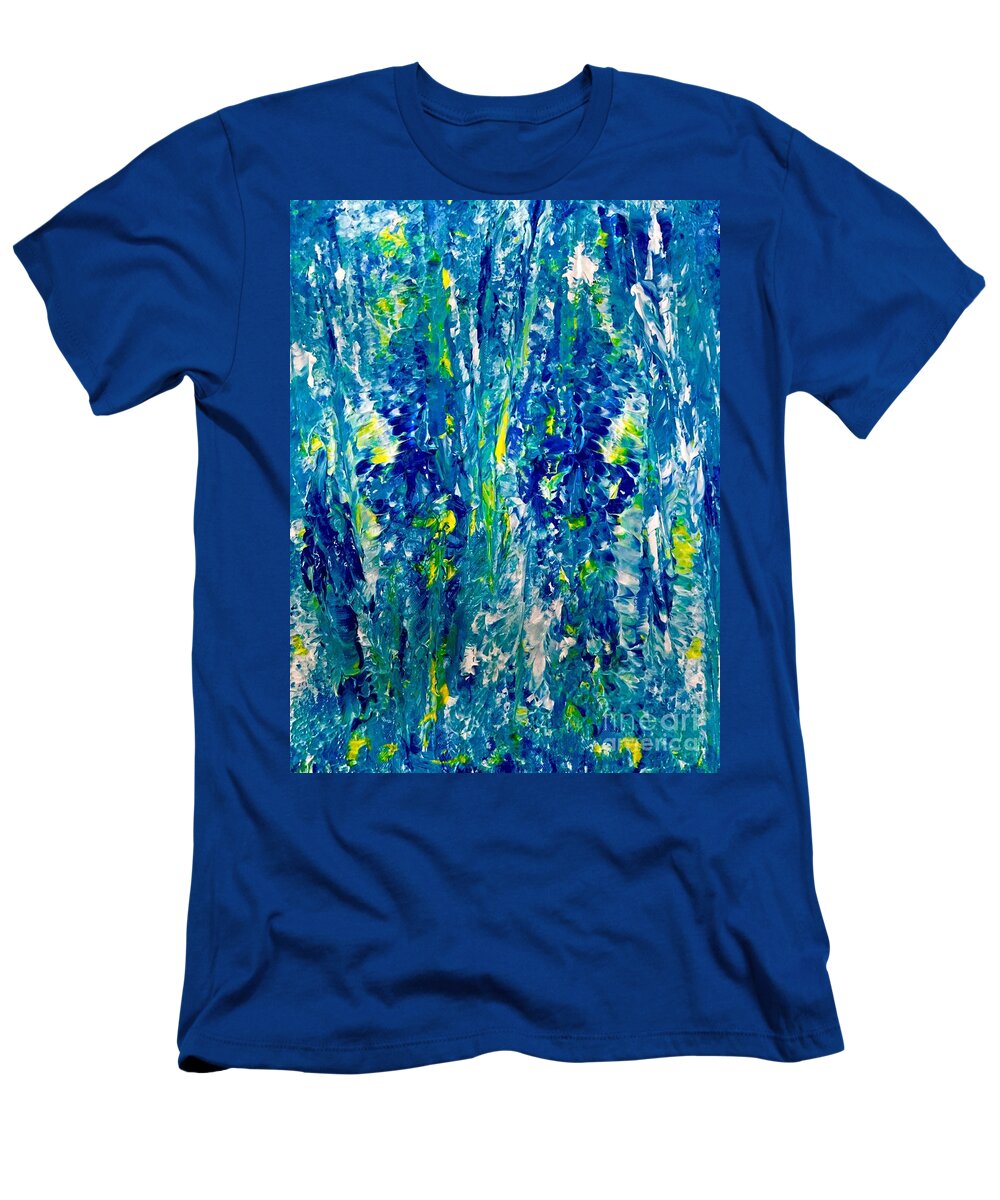 Abstract T-Shirt featuring the painting Blue Breeze by Elle Justine