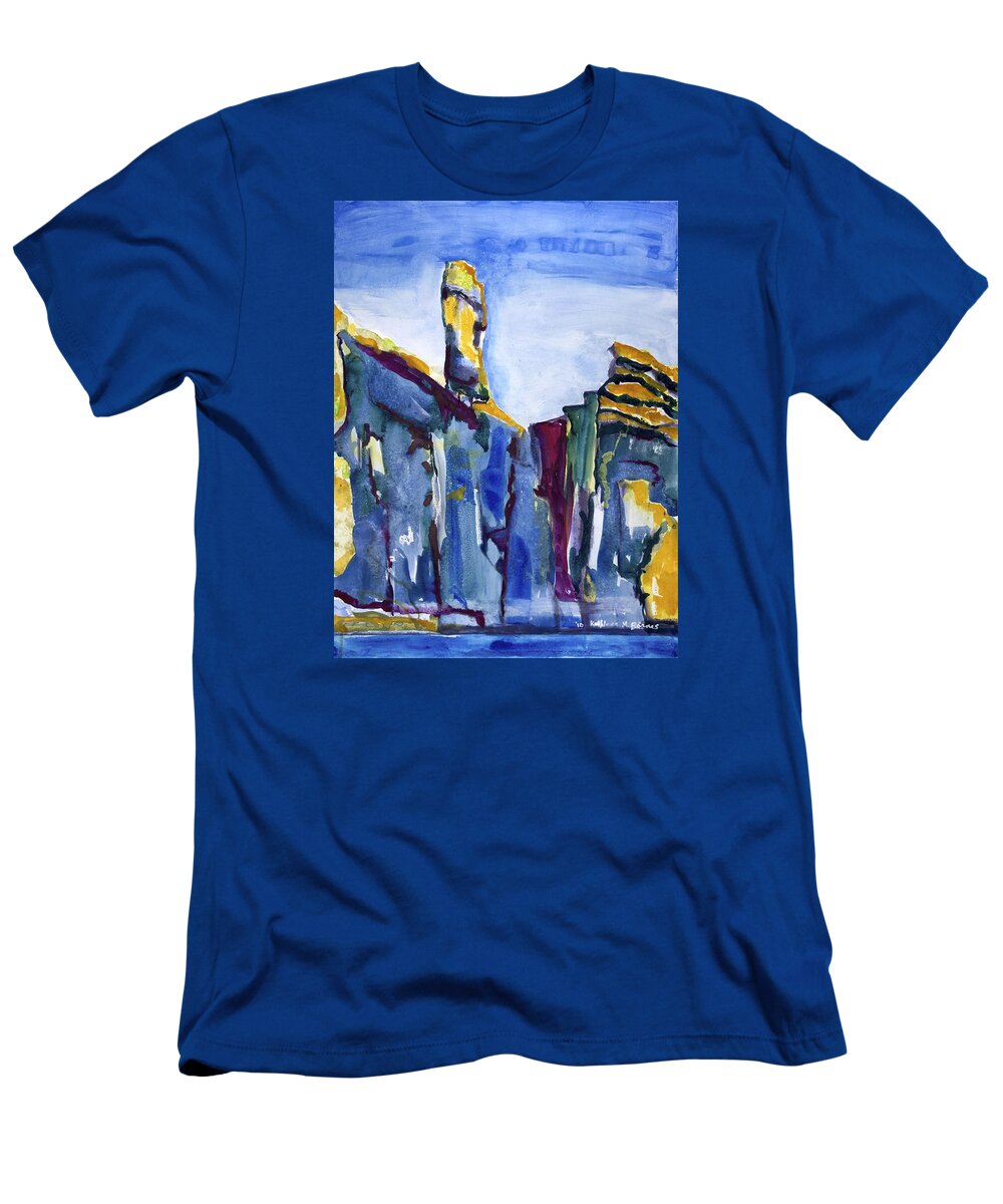  T-Shirt featuring the painting Blue Cliffs, Sea and Sky by Kathleen Barnes