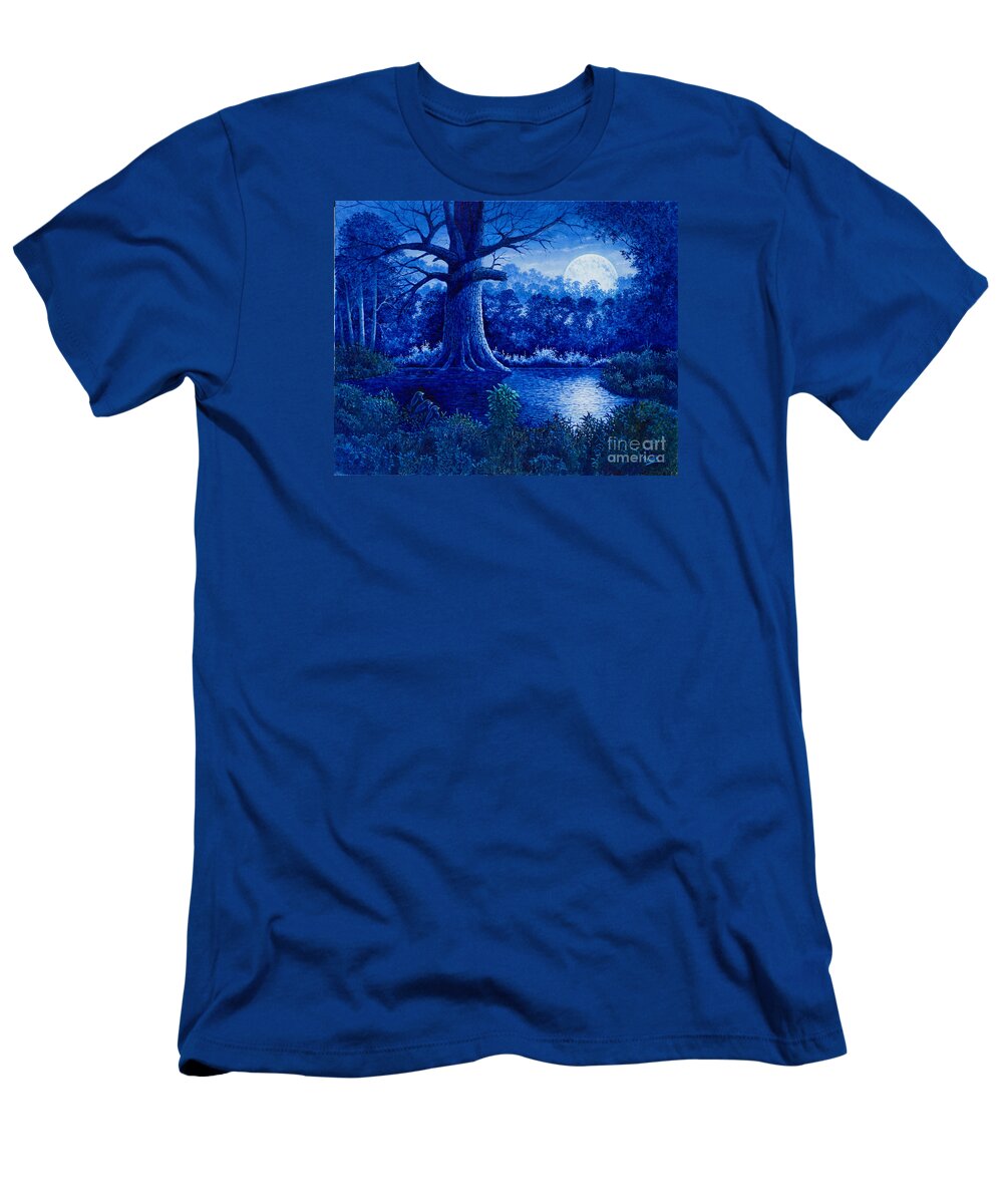 Moon T-Shirt featuring the painting Blue Moon by Michael Frank