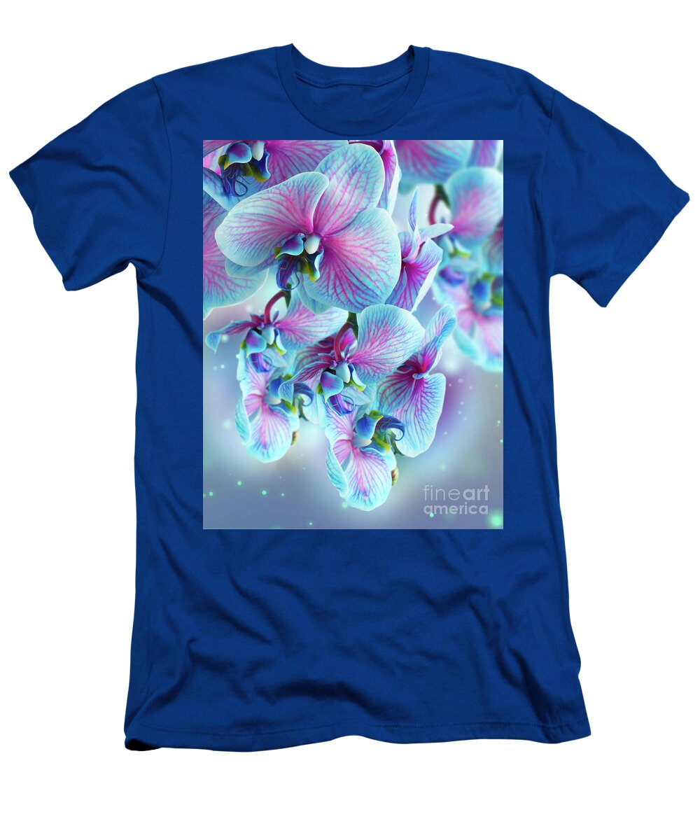 Flower T-Shirt featuring the photograph Blue Orchid Branch by Anastasy Yarmolovich
