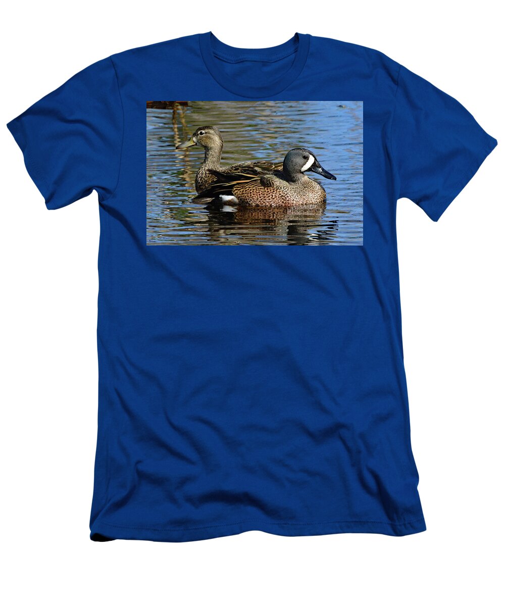Ducks T-Shirt featuring the photograph Blue Winged Teal Pair by Jerry Griffin